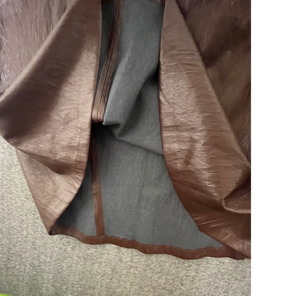 Zara Brown Faux Leather Midi Skirt High Waisted A-Line NWT Size Small No Belt - Picture 5 of 9